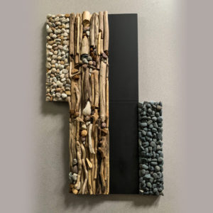 Homage To A Pandemic XIX, driftwood, rock, 24" X 15"